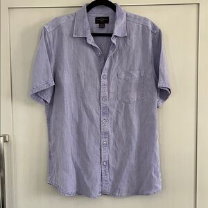 Black Brown 1826 40% Linen blend Light Purple Button Down Short Sleeve Shirt